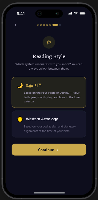 ForeSight reading style selection screen